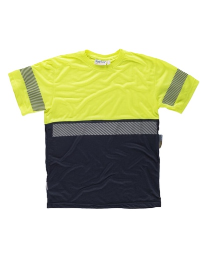 C6030. Camiseta Combinada Alta Visibilidad,  Manga Corta. 100% Poliéster